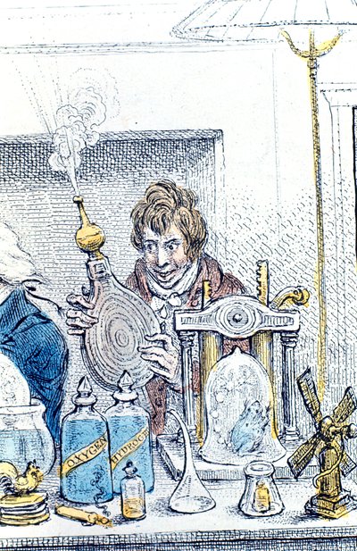 Humphry Davy , britisk kjemiker og oppfinner, 1802 av James Gillray