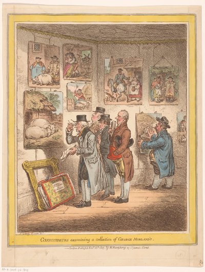 Kunstkjennere ser på malerier av George Morland Kjennere undersøker en samling av George Morlands (tittel på objekt) av James Gillray