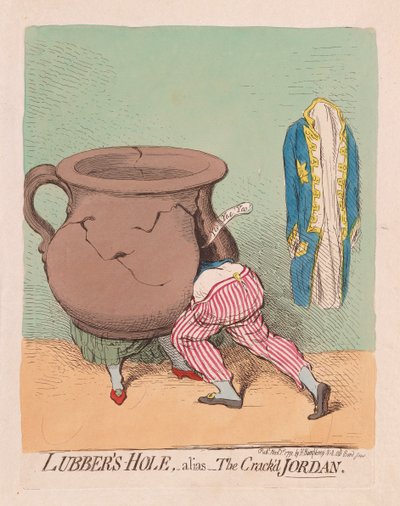 Lubbers Hole, alisa The Crackd Jordan, pub. 1791 (håndfarget gravering) av James Gillray