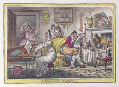 Matrimonial Harmonics, pub. 1805 (håndfargede graveringer) av James Gillray
