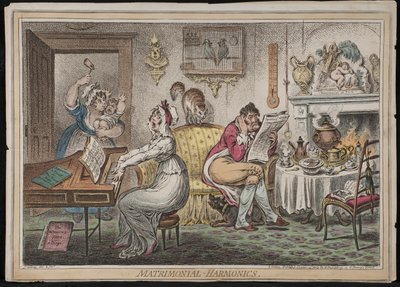 Matrimonial Harmonics, utgitt av Hannah Humphrey, 1805 (håndfarget etsning) av James Gillray