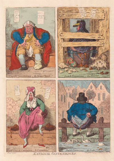 Nasjonale bekvemmeligheter, pub. 1796 (håndfarget gravering) av James Gillray