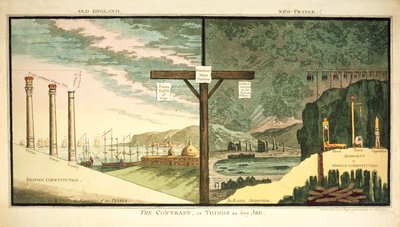 Old England, New France, The Contrast, utgitt av Hannah Humphrey, 1796 av James Gillray