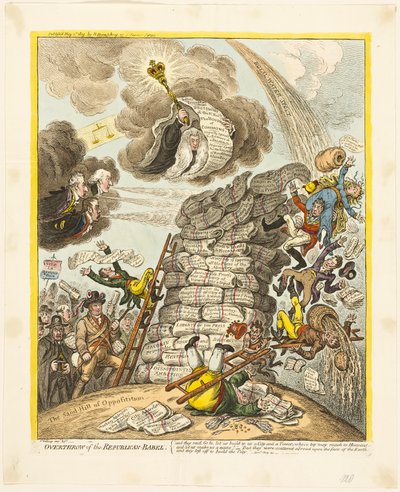Styrtet av republikaneren-Babel av James Gillray