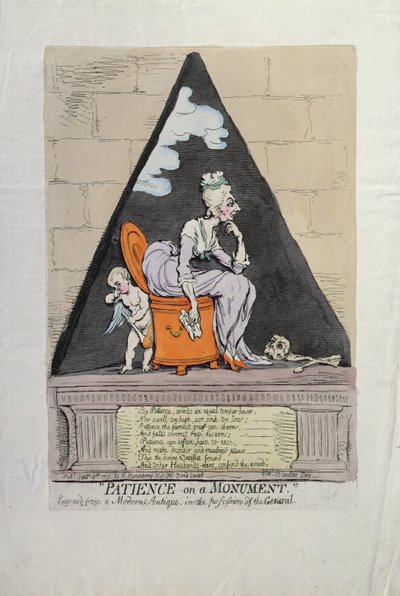 Patience on a Monument, utgitt av Hannah Humphrey i 1791 (håndfarget etsning) av James Gillray