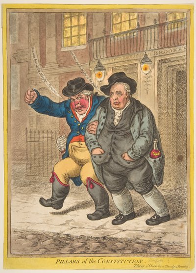 Grunnlovens søyler, 1. februar 1809. av James Gillray