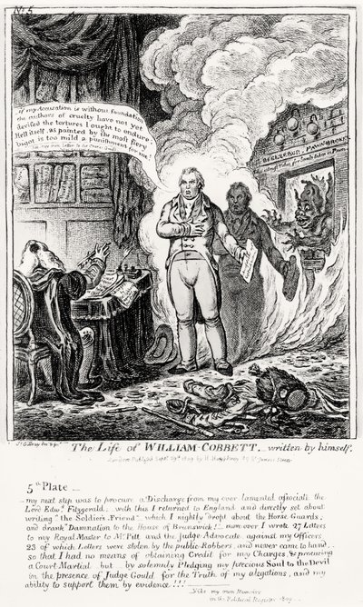 Plate 5, fra The Life of William Cobbett, skrevet av ham selv, pub. av H. Humphrey, 1809 av James Gillray