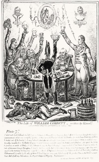 Plate 7, fra The Life of William Cobbett, skrevet av ham selv, pub. av H. Humphrey, 1809 av James Gillray