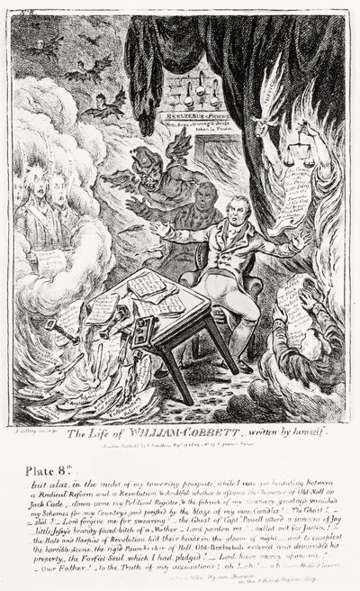 Plate 8, fra The Life of William Cobbett, skrevet av ham selv, pub. av H. Humphrey, 1809 av James Gillray
