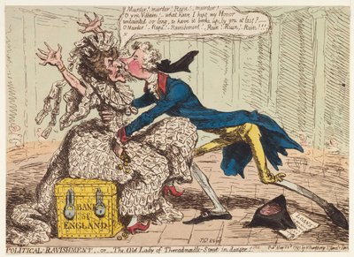 Politisk ravishment, eller den gamle damen fra Threadneedle Street i fare!, 1797 av James Gillray