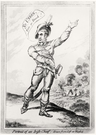 Portrett av en irsk høvding, hentet fra livet på Wexford, pub. av H. Humphrey, 10. juli 1798 (se 123751 for farge) av James Gillray