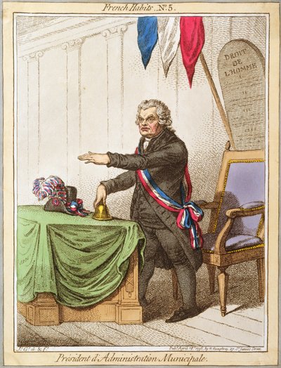President dAdministration Municipale, plate 5 fra French Habits utgitt av Hannah Humphrey i 1798 (farget etsning) av James Gillray