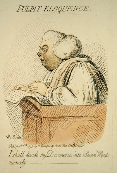 Prekestol Eloquence, utgitt av Hannah Humphrey i 1795 (håndfarget gravering) (detalj fra 191281) av James Gillray