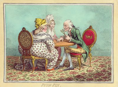 Push-Pin, utgitt av Hannah Humphrey i 1797 (håndfarget etsning) av James Gillray