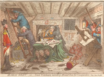 Ransakingsnatt - eller - Statsvakter som forveksler ærlige menn med sammensvorne - Se statsarrestasjoner av James Gillray