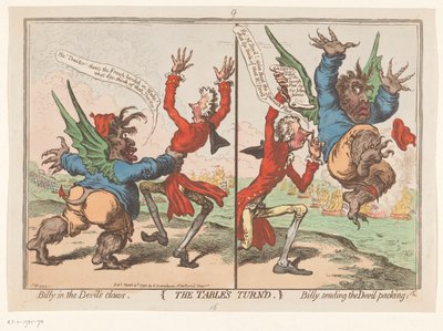 Spotprent av William Pitt og Charles Fox, 1797 The Table