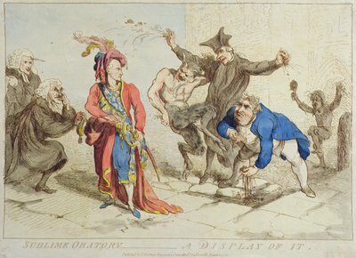 Sublime Oration: A Display of It, utgitt av T. Harmar i 1788 (håndkolorert etsning) av James Gillray