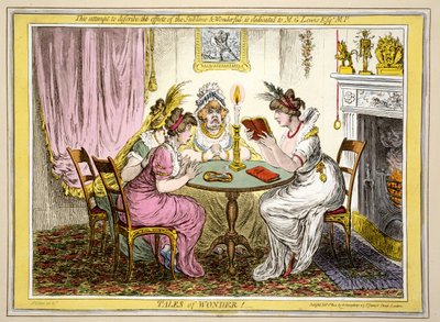 Tales of Wonder, pub. H. Humphrey, London, 1802 (håndfarget etsning) av James Gillray