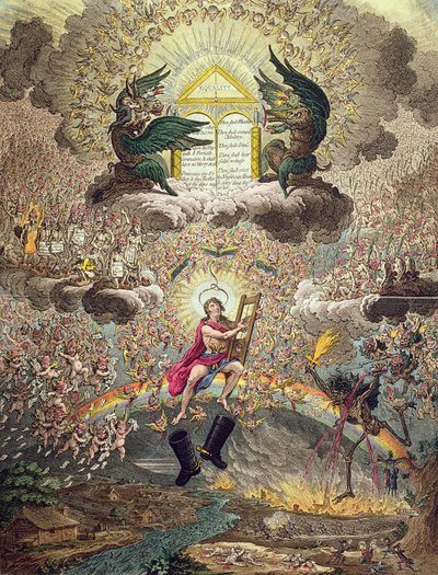 Apotheose of Hoche, utgitt av Hannah Humphrey i 1798 (håndkolorert etsning) av James Gillray