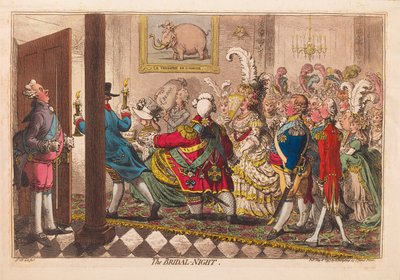Brudenatten, pub. 1797 (håndfarget gravering) av James Gillray