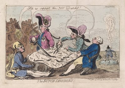 The Dutch Divisions, pub. 1787 (håndfarget gravering) av James Gillray