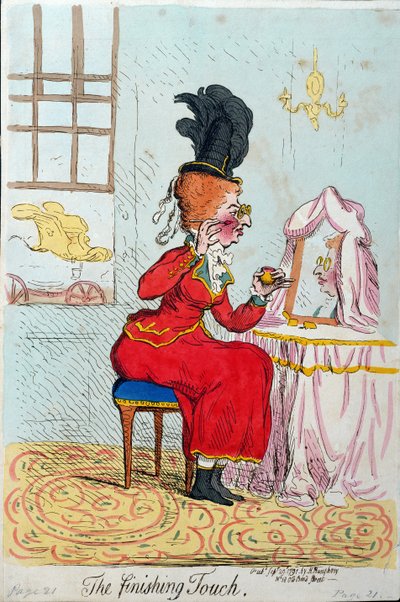 The Finishing Touch, utgitt av Hannah Humphrey i 1791 (håndfarget etsning) av James Gillray