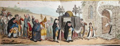 The Funeral Procession of Broad-Bottom, utgitt av Hannah Humphrey i 1807 (håndfarget etsning) av James Gillray