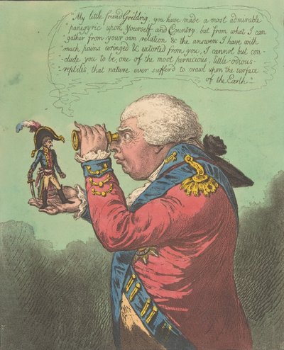 Kongen av Brobdingnag og Gulliver.-Vide. Swift's Gulliver: Voyage to Brobdingn..., 26. juni 1803. av James Gillray