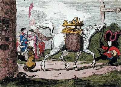 The Legacy, utgitt av W. Holland i 1786 (håndfarget etsning) av James Gillray