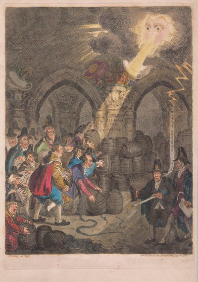 Grunnlovens søyle, pub. 1835 (håndfarget gravering) av James Gillray