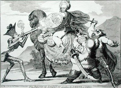 The Political Banditti Assailing the Savior of India, utgitt av W. Holland i 1786 (radering) av James Gillray