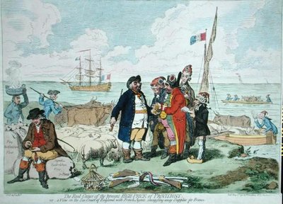 Den virkelige årsaken til den nåværende høye prisen på proviant, utgitt av Hannah Humphrey i 1795 (håndfarget etsning) av James Gillray