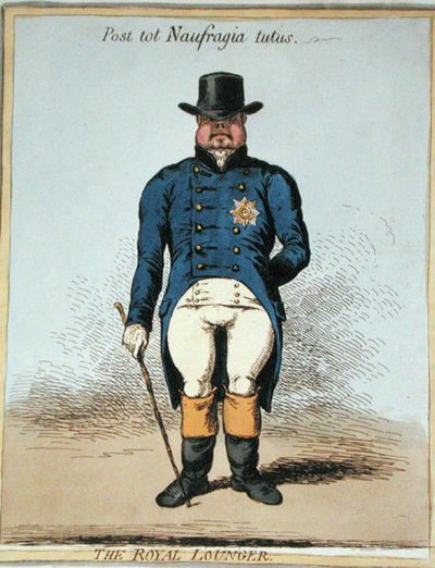The Royal Lounger (håndfarget etsning) av James Gillray
