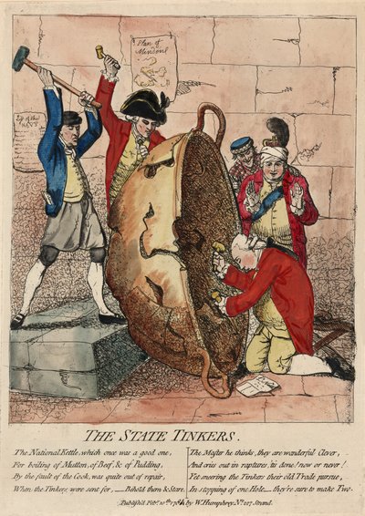 The State Tinkers, utgitt av W. Humphrey, 10. februar 1780 (håndfarget gravering) av James Gillray
