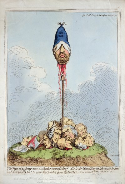 «Frihetstreet må plantes umiddelbart! Dette er #39;Noe som må gjøres, og det raskt også#39; for å redde landet fra ødeleggelse», utgitt av Hannah Humphrey av James Gillray