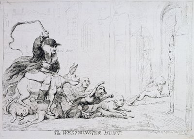 The Westminster Hunt, utgitt av 1788 (håndfarget etsning) av James Gillray
