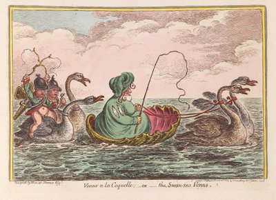 Venus a la Coquelle; eller Swan-Sea Venus, pub. 1809 (håndfarget gravering) av James Gillray