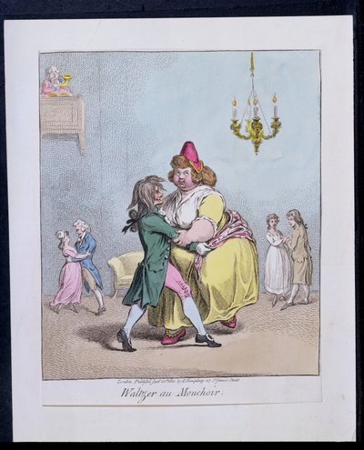 Waltzer au Mouchoir, utgitt av Hannah Humphrey i 1800 (håndfarget etsning) av James Gillray