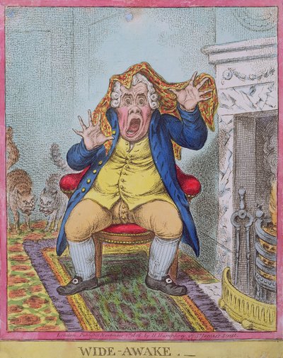 Wide Awake , utgitt av Hannah Humphrey i 1806 (håndfarget etsning) (se også 189788) av James Gillray