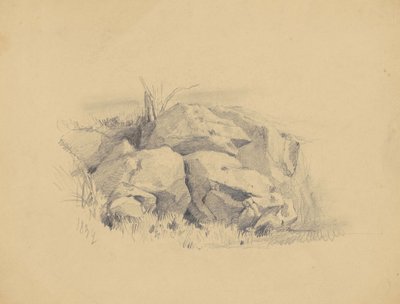 Rocks, 1839 (grafitt på vevd papir) av James Goodwin Clonney