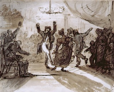 The Hunt Ball, ca. 1820 (penn og sepia blekk og vask på papir) av James Grant