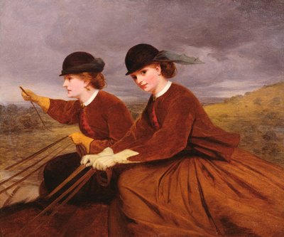 On the Downs - Two Ladies Riding Side-Sadel av James Hayllar