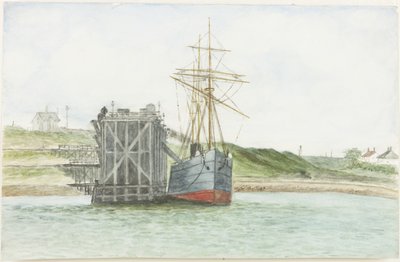 Albert Edward Docks. S.S. Willkarnman (akvarell, kroppsfarge og blyant på papir) av James Henry Cleet