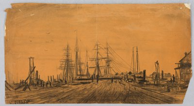 Verft og brygge av James Henry Moser