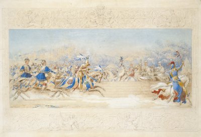 The Joust (blyant, wc og kroppsfarge på papir) av James Henry Nixon
