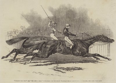 Pyrrhus the First og Sir Tatton Sykes kjemper om Derby Stakes på Epsom av James Herring