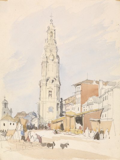 The Tower of the Clergy, Porto (wc over grafitt på papir) av James Holland