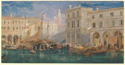 Appelsinmarkedet med Rialtobroen i bakgrunnen, Venezia av James Holland