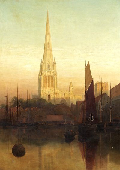 St Mary Redcliffe, Bristol, muligens 1886 (olje på lerret) av James Jackson Curnock