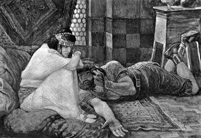 Samson avslører sin hemmelighet til Delila - Bibelen av James Jacques Joseph (after) Tissot